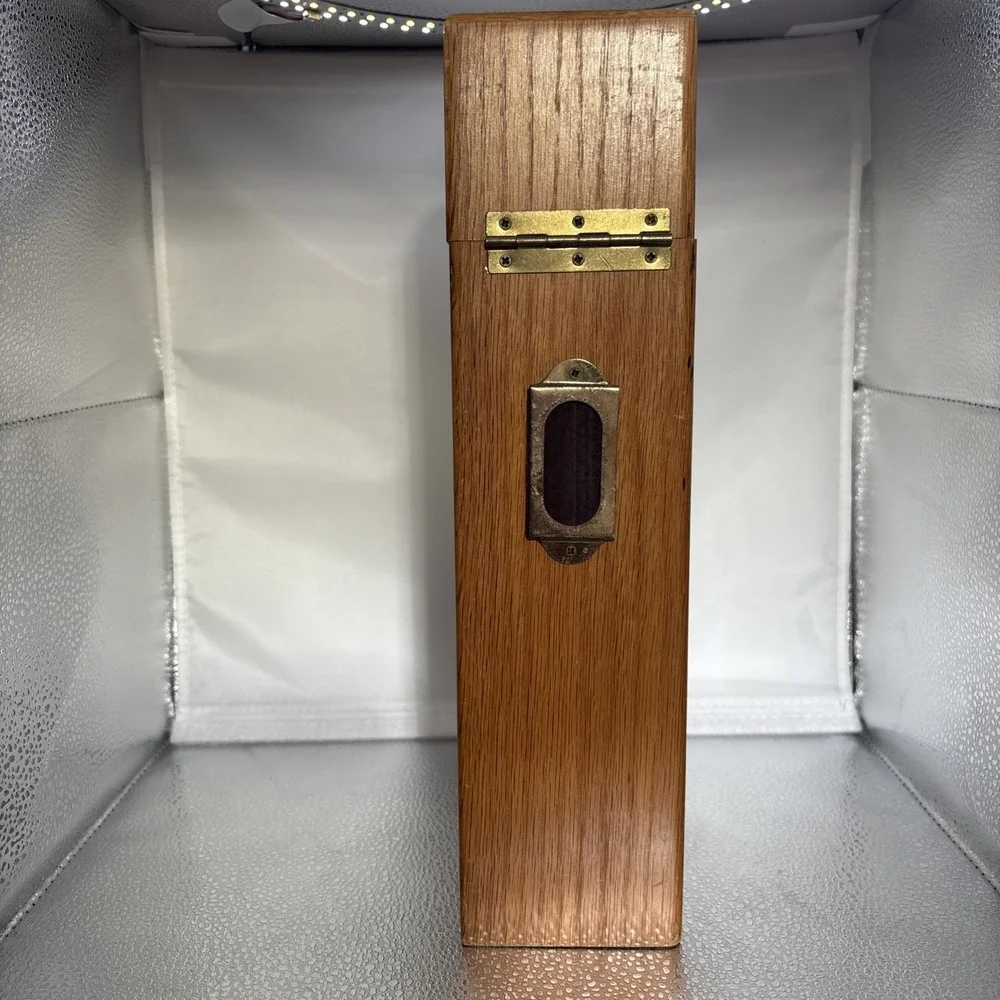 Vintage 1950s Oak Fireplace Matches Hinged Box With Brass Lion Door Knocker